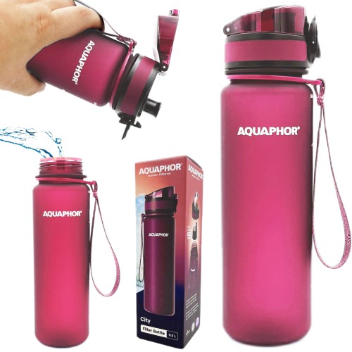 Butelka Aquaphor City 0.5l Bordowa